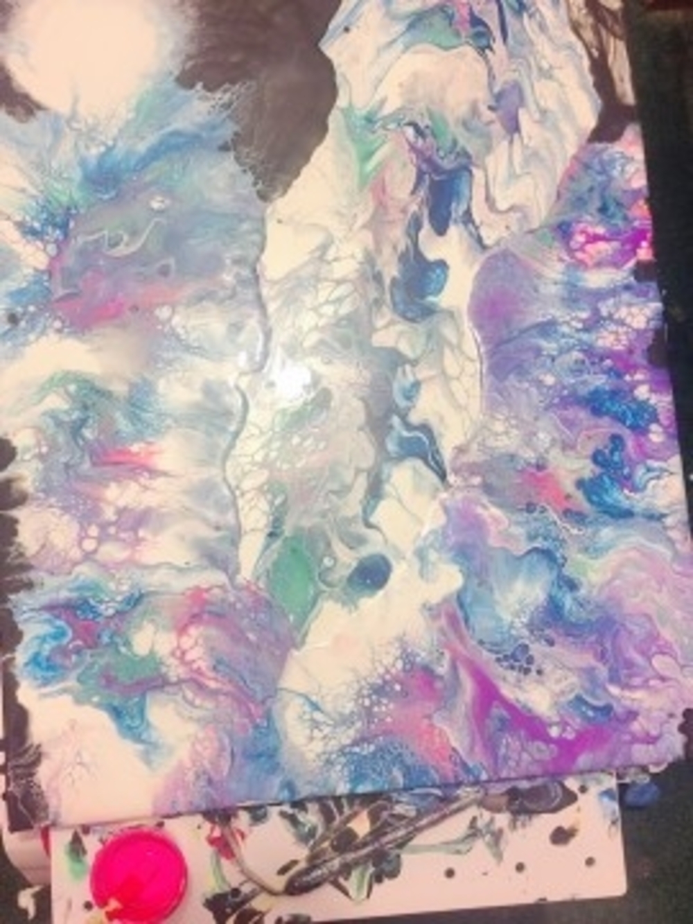 Dreamy Abstract Fluid Canvas in Blue, Purple & Pink